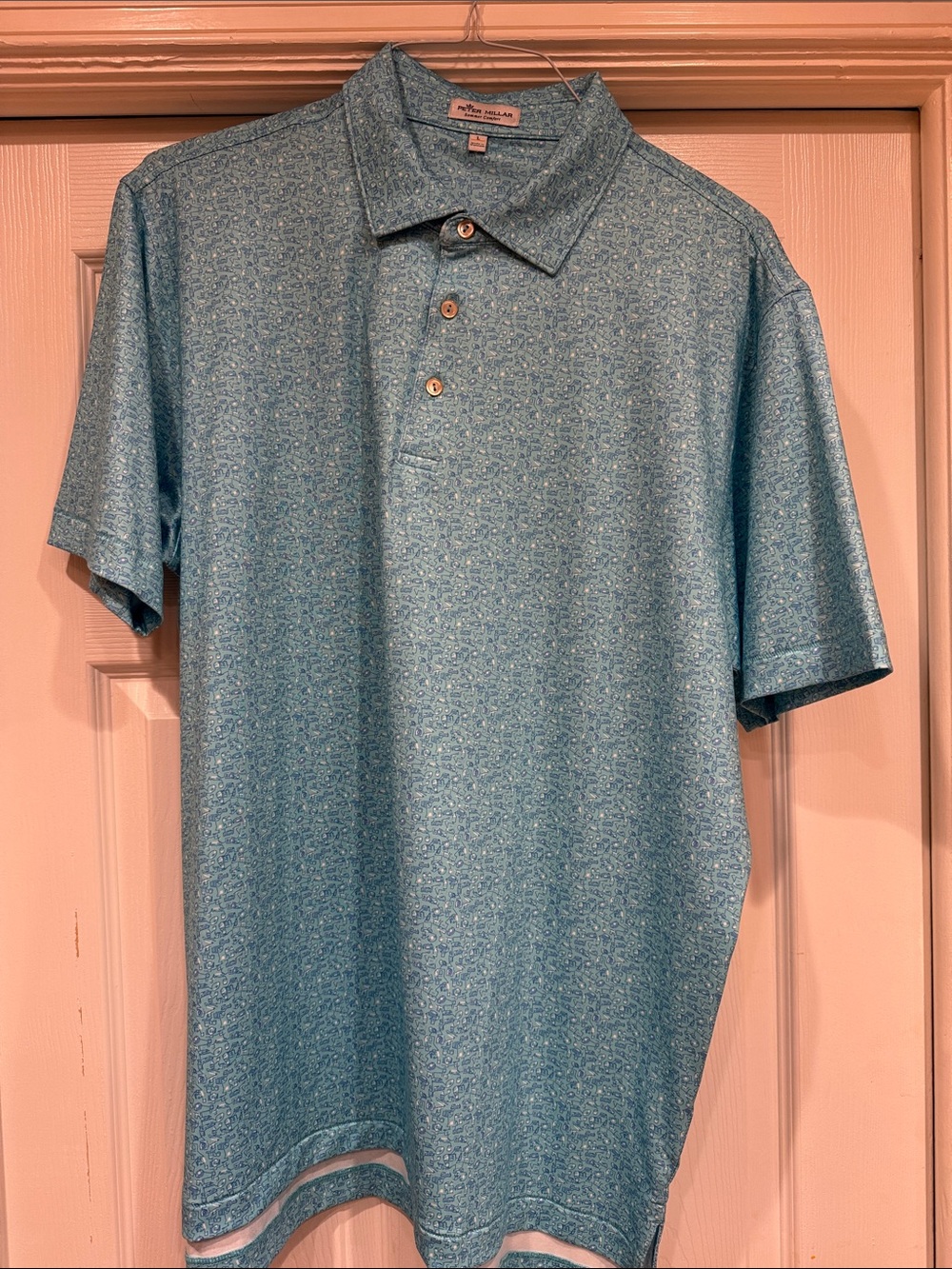 Peter Millar Men's Heathered Sea Foam Blue Polo